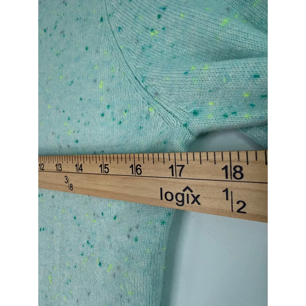 Pure Collection 100% Cashmere Sweater Womens US 4 Green Confetti Speckled Luxury
